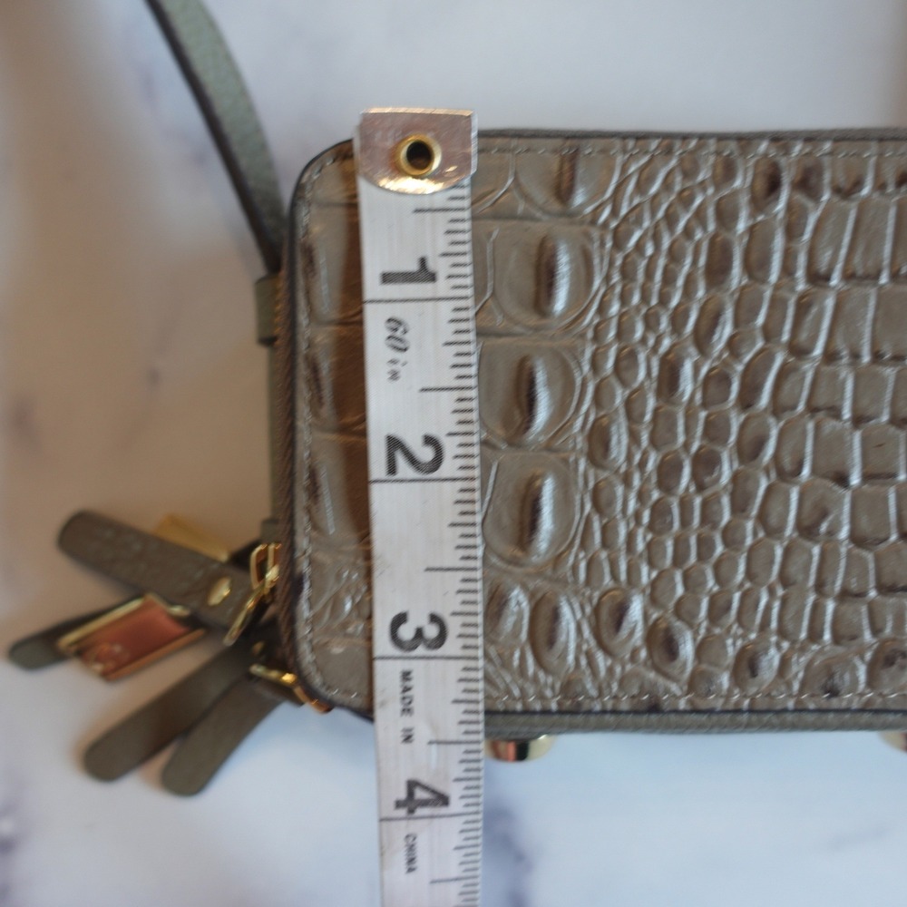G.I.L.I. Genuine Leather Crocodile Embossed Crossbody Wallet Micro Mini Bag Gray - Picture 11 of 13